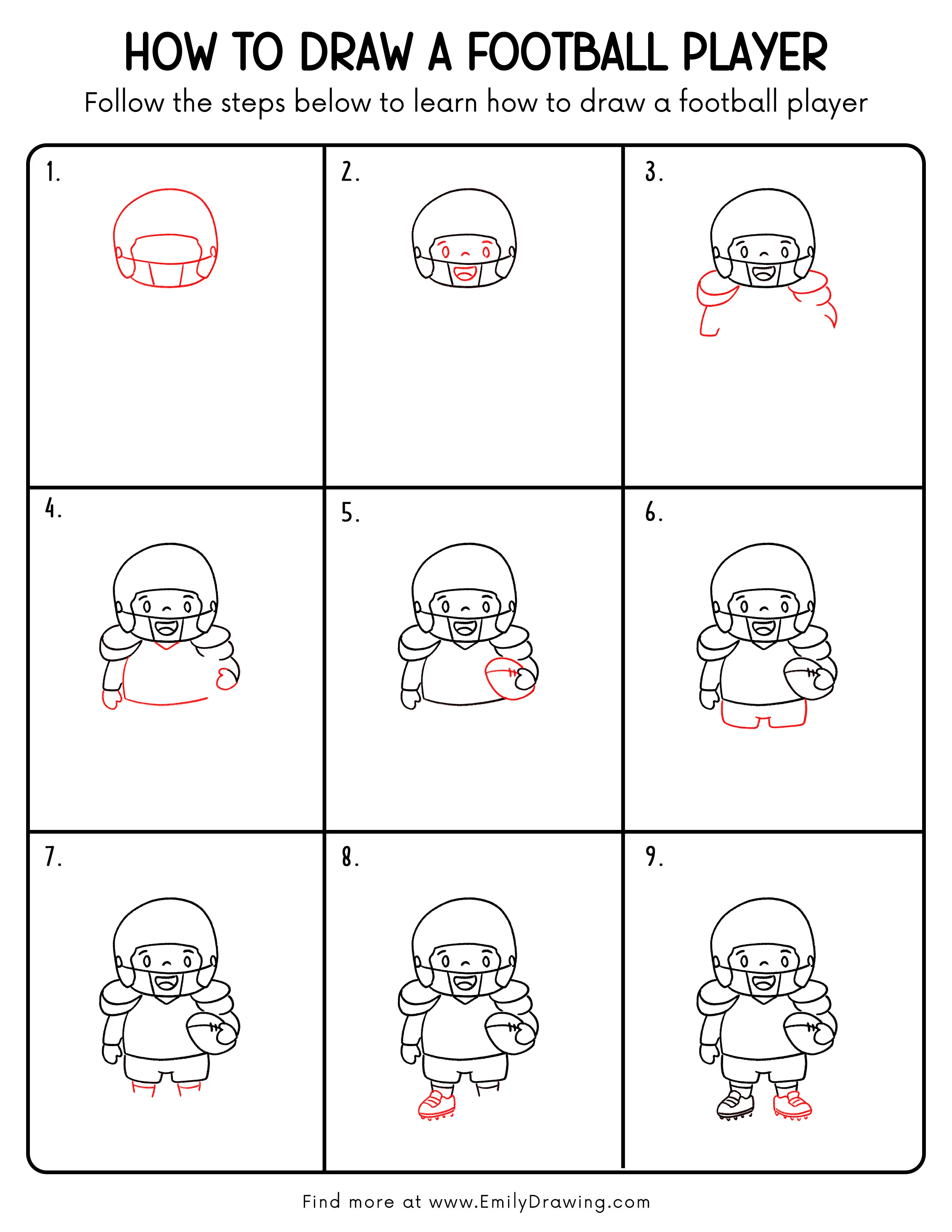 Printable Football Player Drawing Guide